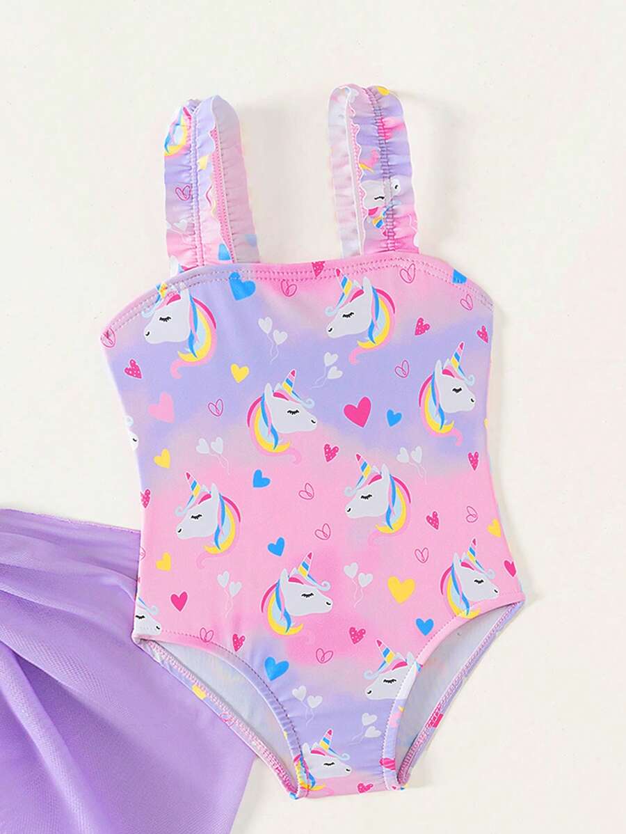 Baby Girls Floral Swimsuit And Coverup Skirt Set Tropical Beach Vacation Swimwear