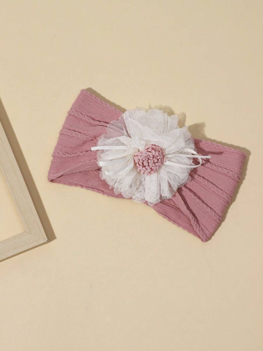 Nylon Veil Headband with Satin Ribbon Flower for Cute Holiday Wear