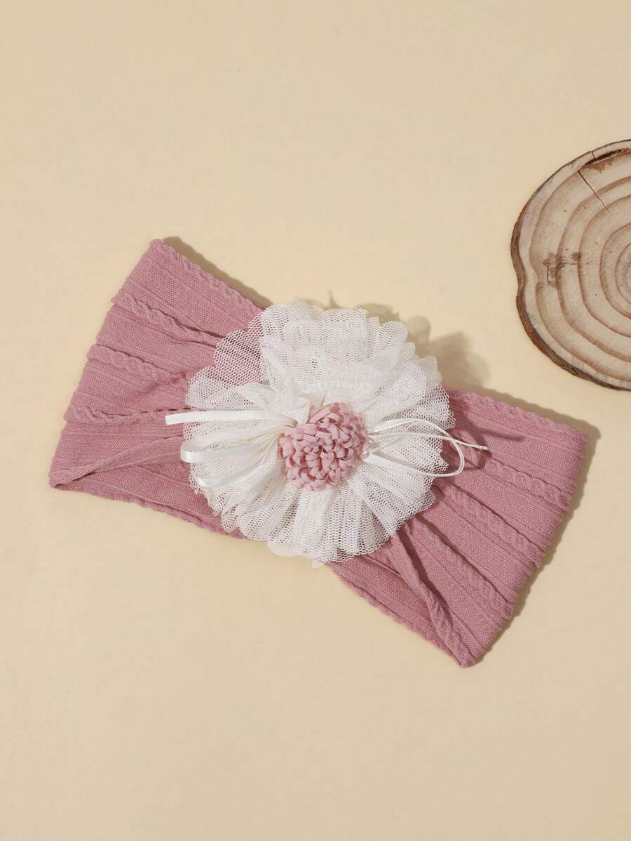 Nylon Veil Headband with Satin Ribbon Flower for Cute Holiday Wear