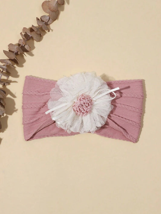 Nylon Veil Headband with Satin Ribbon Flower for Cute Holiday Wear
