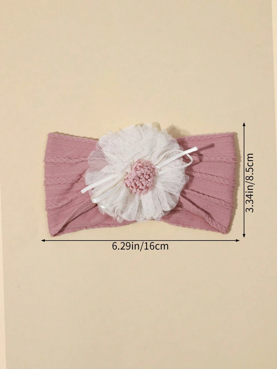 Nylon Veil Headband with Satin Ribbon Flower for Cute Holiday Wear