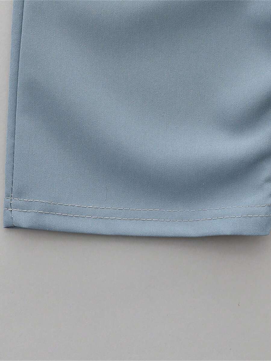 Cute Full Collar Summer Outfit For Toddler Boys Cartoon Shirt And Shorts