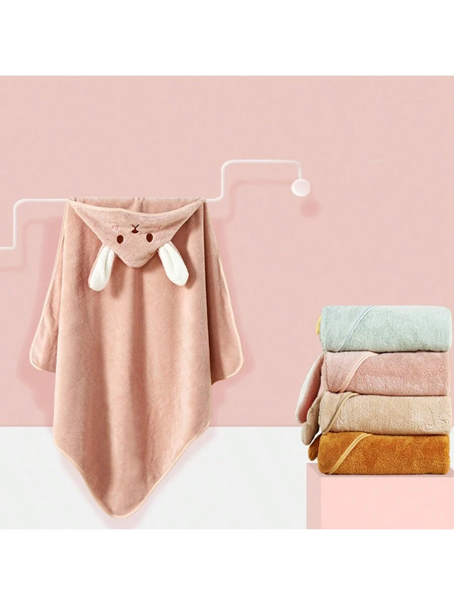 Baby Hooded Bath Towel Cartoon Animal Hooded Towel Soft Absorbent Baby Blanket Wrap 80x80cm