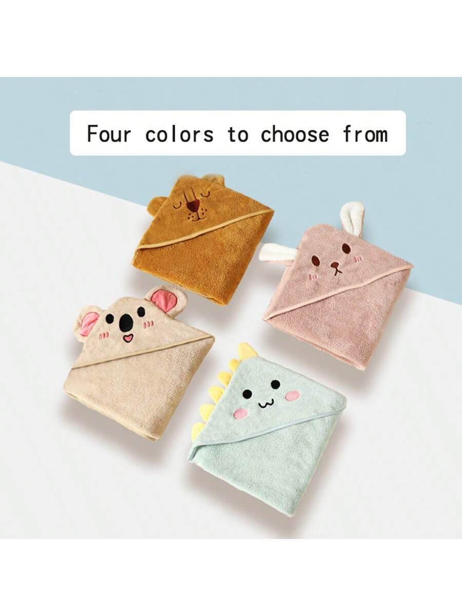 Baby Hooded Bath Towel Cartoon Animal Hooded Towel Soft Absorbent Baby Blanket Wrap 80x80cm