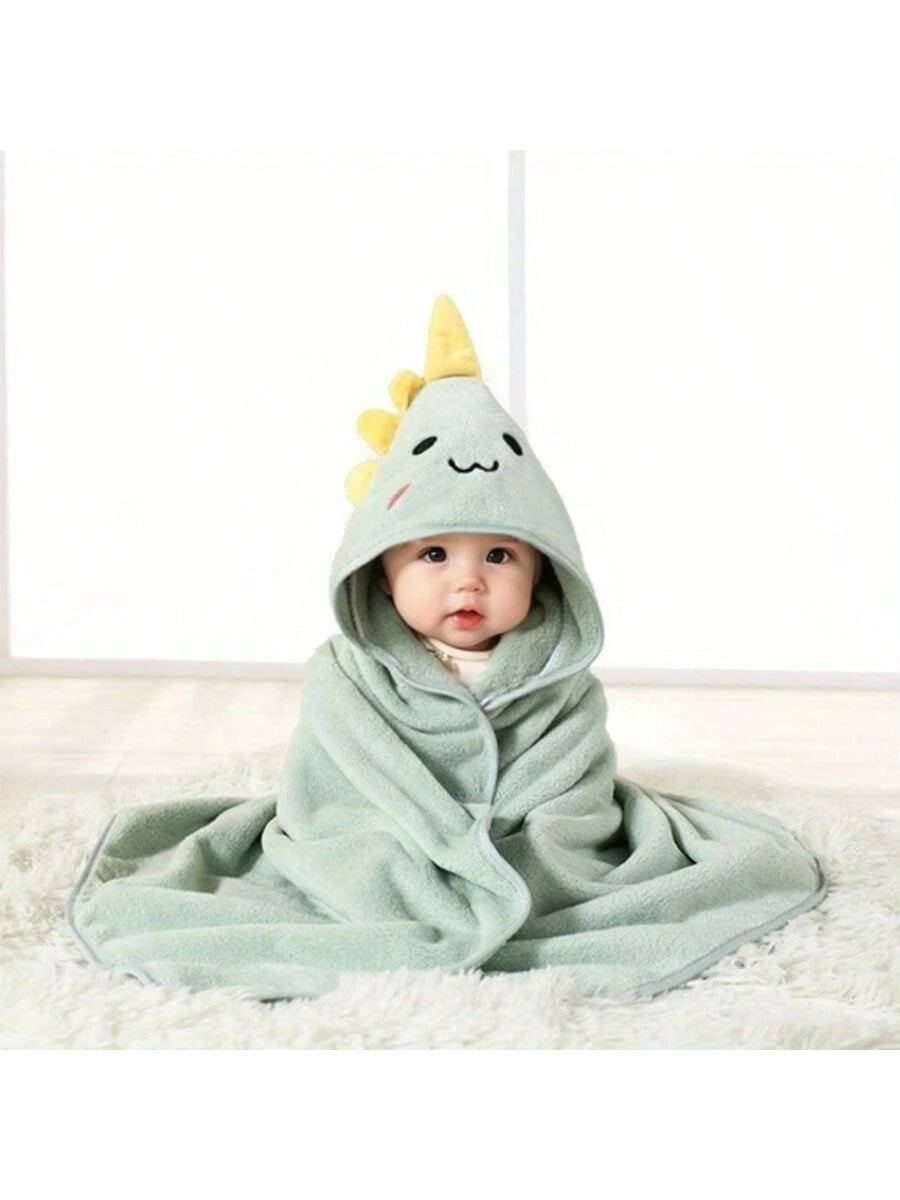 Baby Hooded Bath Towel Cartoon Animal Hooded Towel Soft Absorbent Baby Blanket Wrap 80x80cm