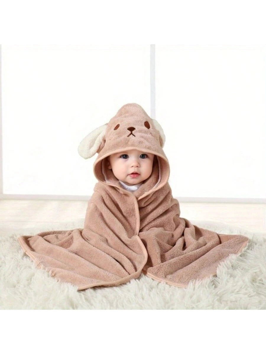 Baby Hooded Bath Towel Cartoon Animal Hooded Towel Soft Absorbent Baby Blanket Wrap 80x80cm