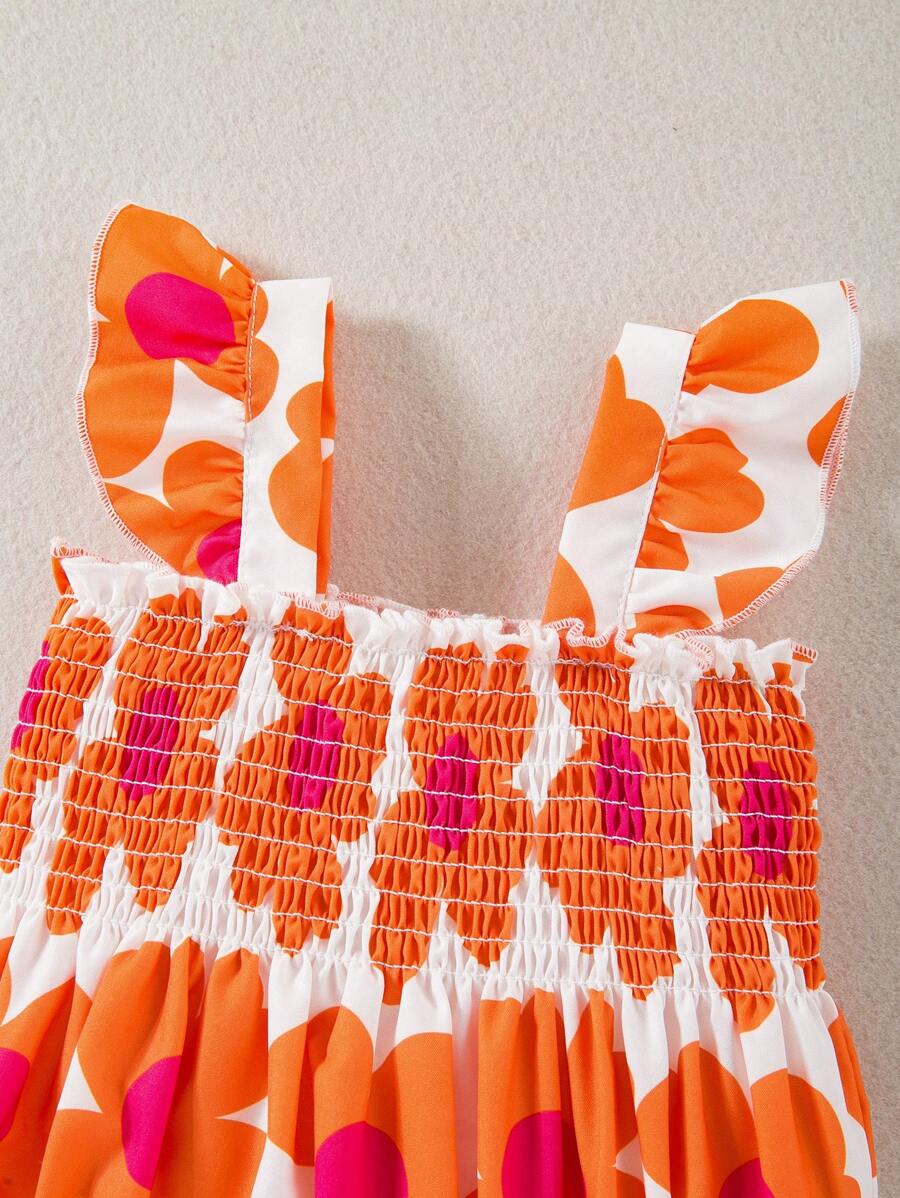Sweet Sunflower Pleated Bodysuit for Baby Girls - Flutter Sleeve Casual Wear