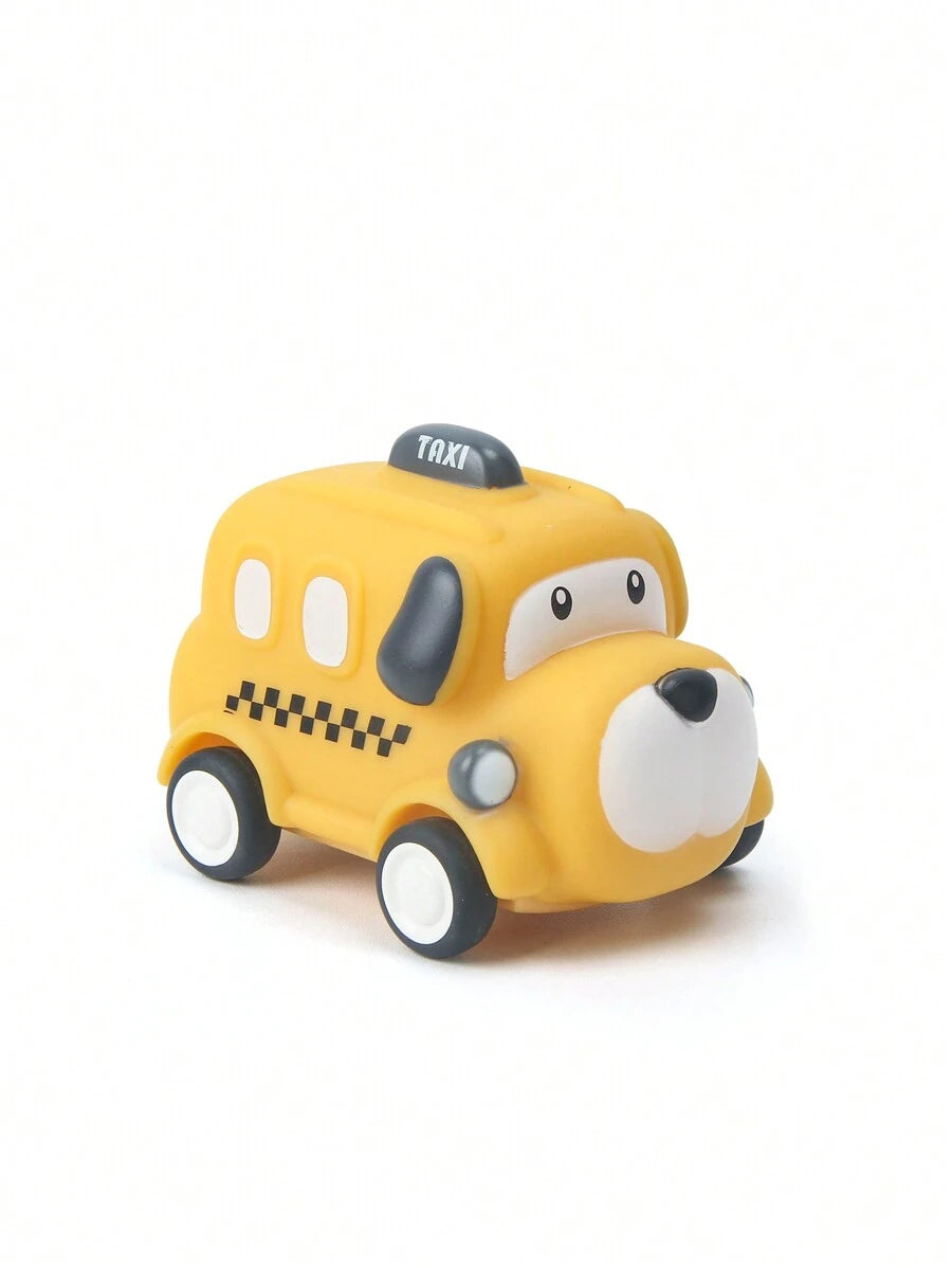 Soft Rubber Pull-Back Vehicle Set – Baby Police Car, Fire Truck, Taxi & Ambulance