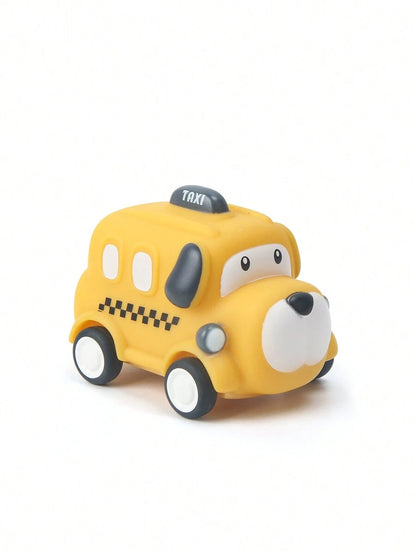 Soft Rubber Pull-Back Vehicle Set – Baby Police Car, Fire Truck, Taxi & Ambulance