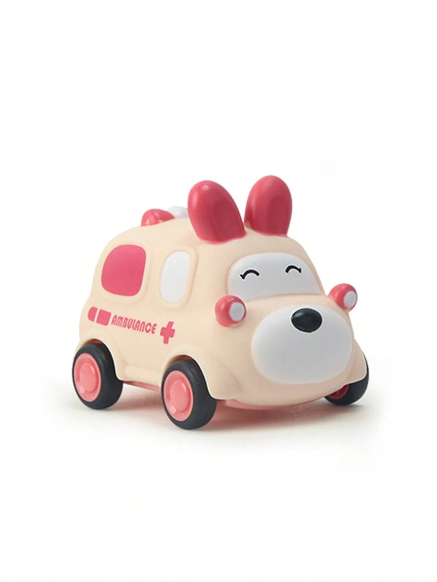 Soft Rubber Pull-Back Vehicle Set – Baby Police Car, Fire Truck, Taxi & Ambulance