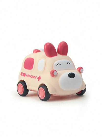 Soft Rubber Pull-Back Vehicle Set – Baby Police Car, Fire Truck, Taxi & Ambulance