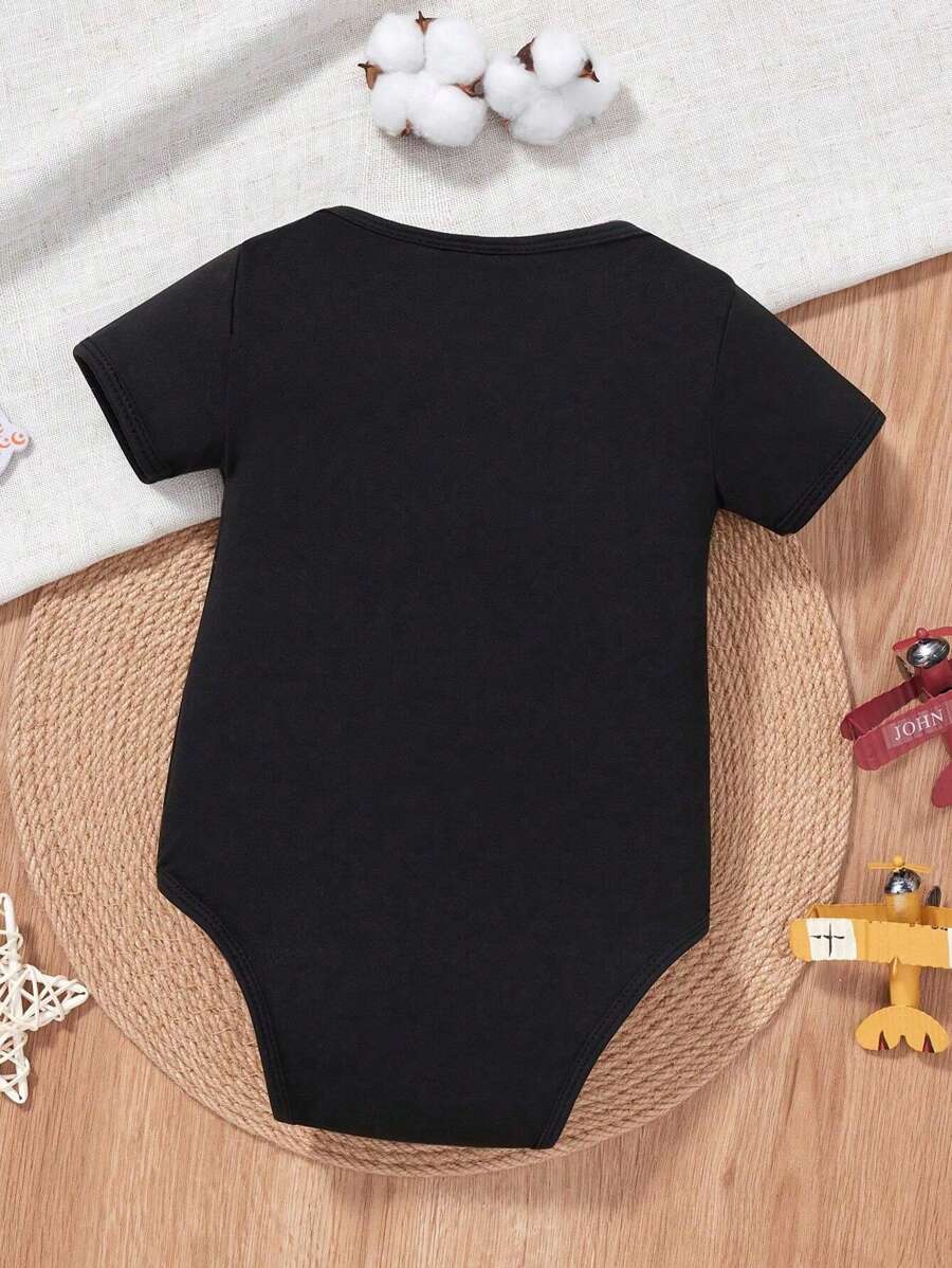 Colorful Letter Print Bodysuit For Baby Boys Casual Summer Outfit