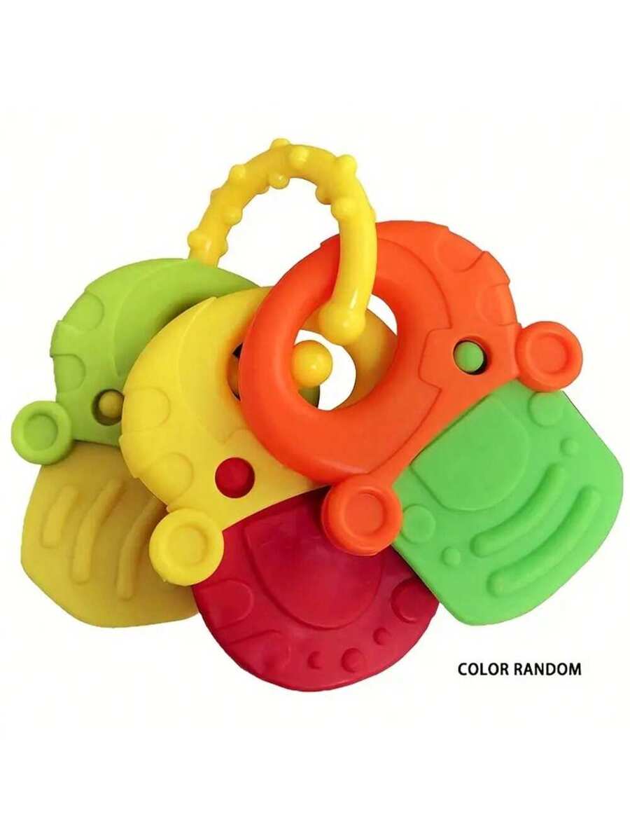 Baby Silicone Teething Toy Set Fruit Shape Teether Keys Freezable Teethers for Infants Boys and Girls