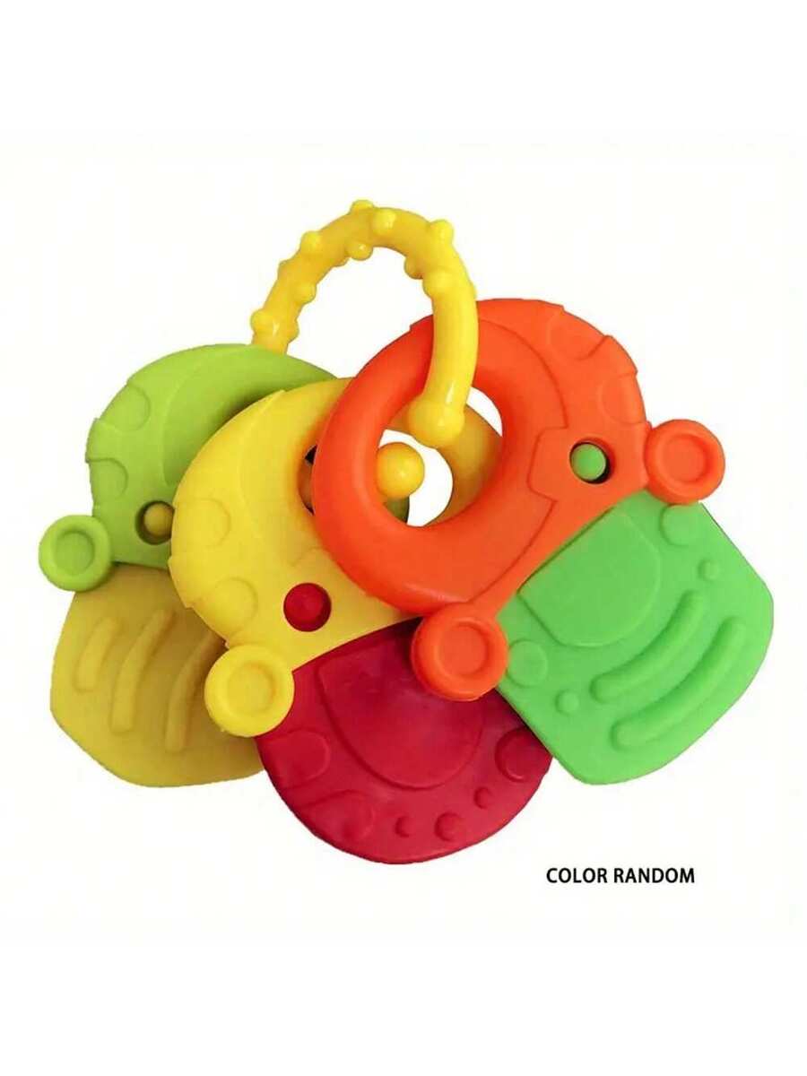 Baby Silicone Teething Toy Set Fruit Shape Teether Keys Freezable Teethers for Infants Boys and Girls