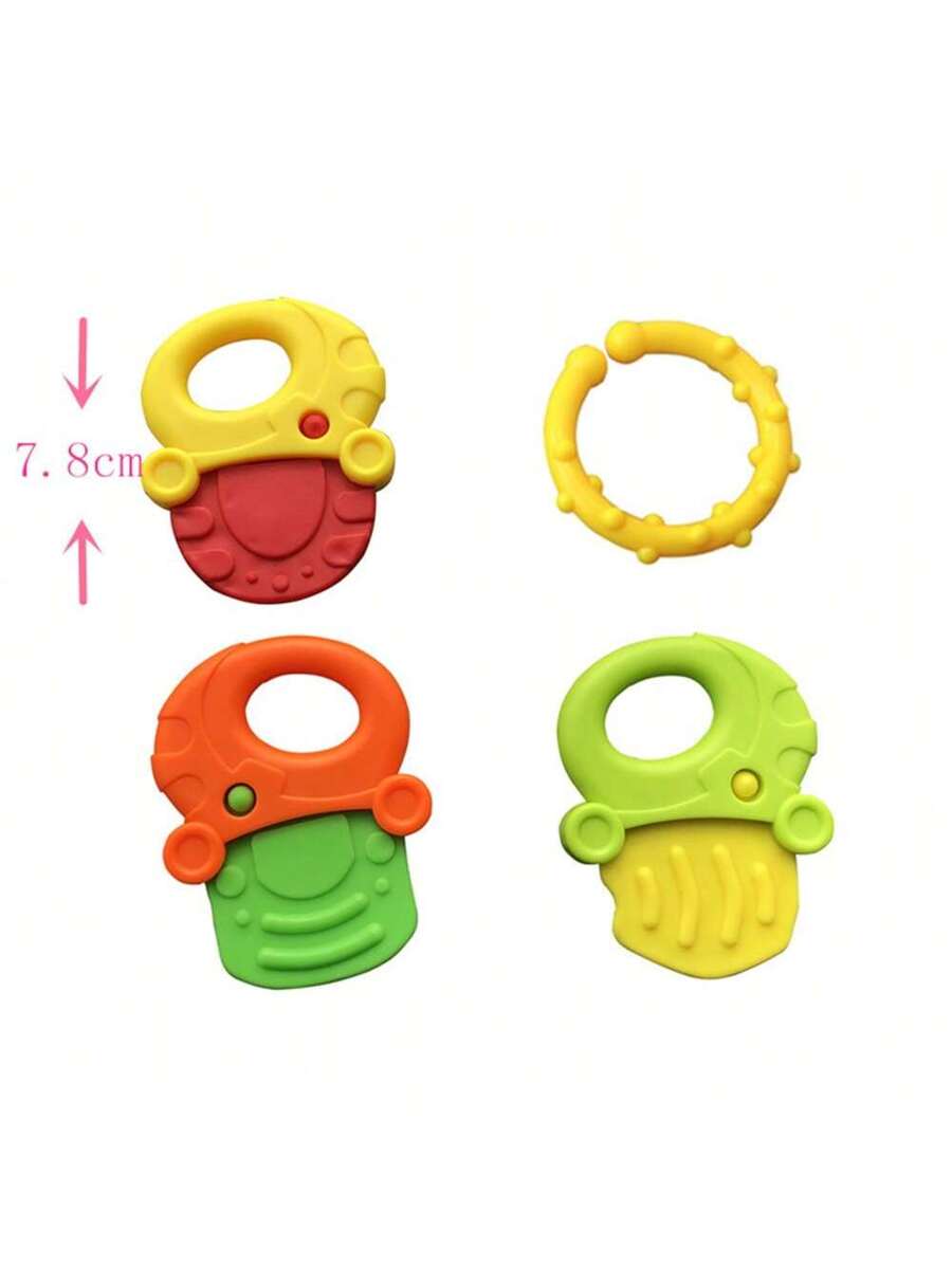 Baby Silicone Teething Toy Set Fruit Shape Teether Keys Freezable Teethers for Infants Boys and Girls
