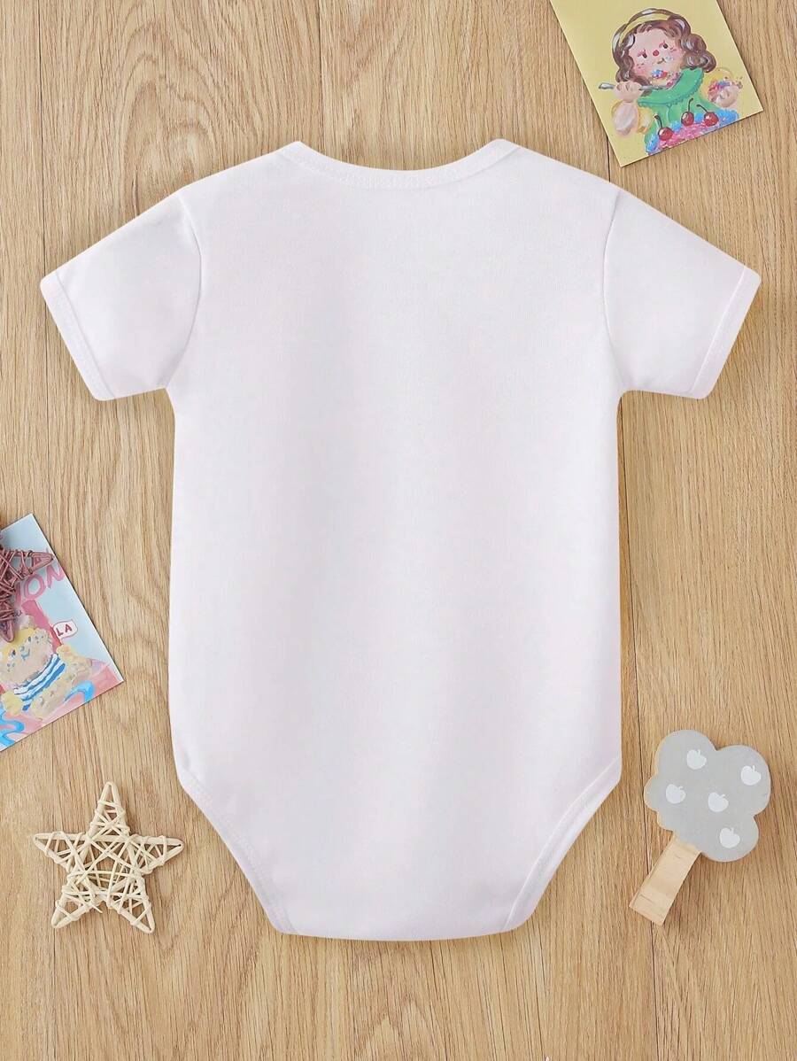 Baby Boy Milk Bottle Letter Print Short Sleeve Bodysuit Casual Summer Outfit