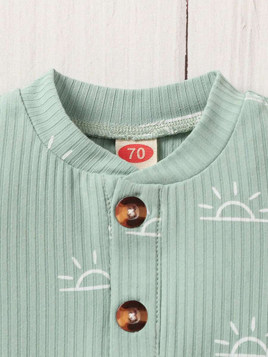 Infant Boy Comfortable 2-Piece Ribbed Short Sleeve Bodysuit Summer Outfit