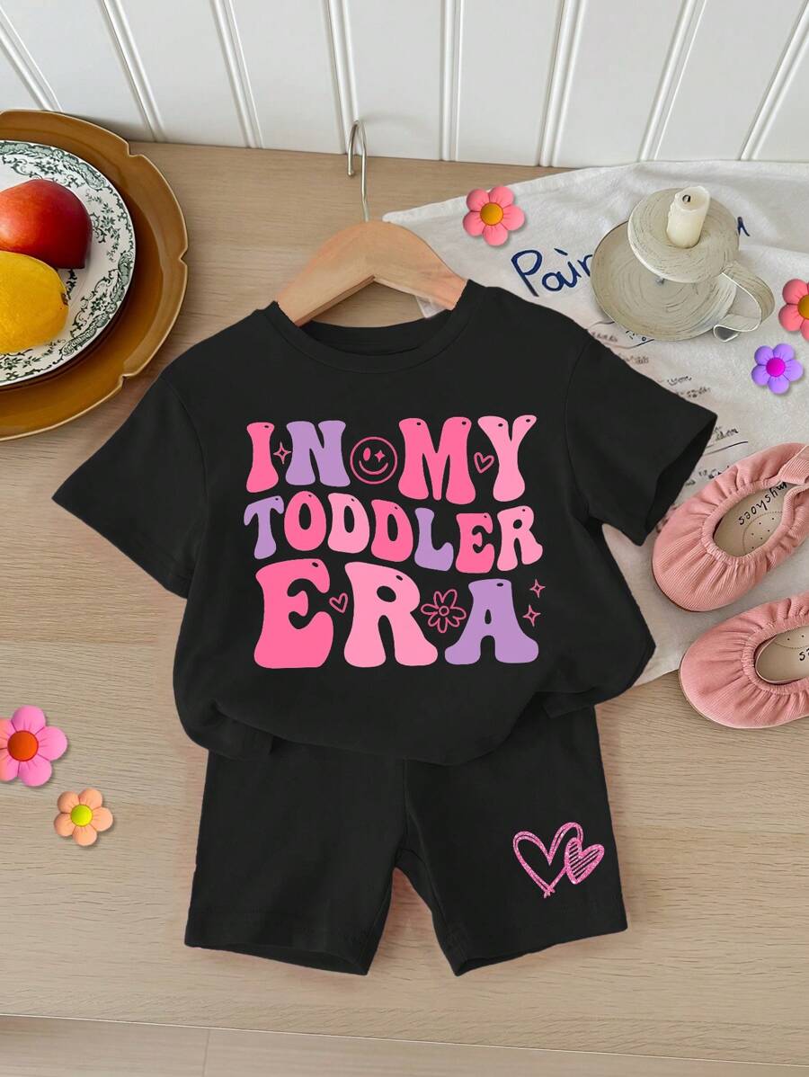"In My Toddler Era" Crew Neck T-Shirt and Shorts Spring/Summer Outfit for Girls