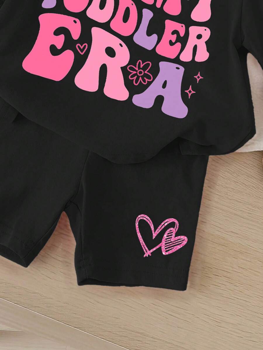 "In My Toddler Era" Crew Neck T-Shirt and Shorts Spring/Summer Outfit for Girls