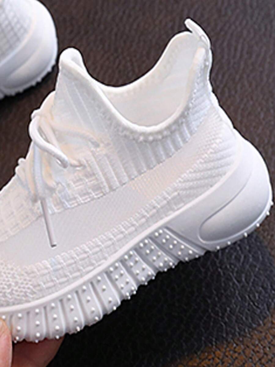 Children's Woven Knitted Running Shoes – Breathable & Non-Slip, Comfortable Lace-Up Athletic Sneakers for Kids