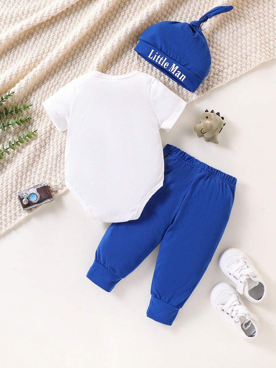 Cute Baby Boy Letter Print Bodysuit & Sweatpants Matching Set for Spring Summer