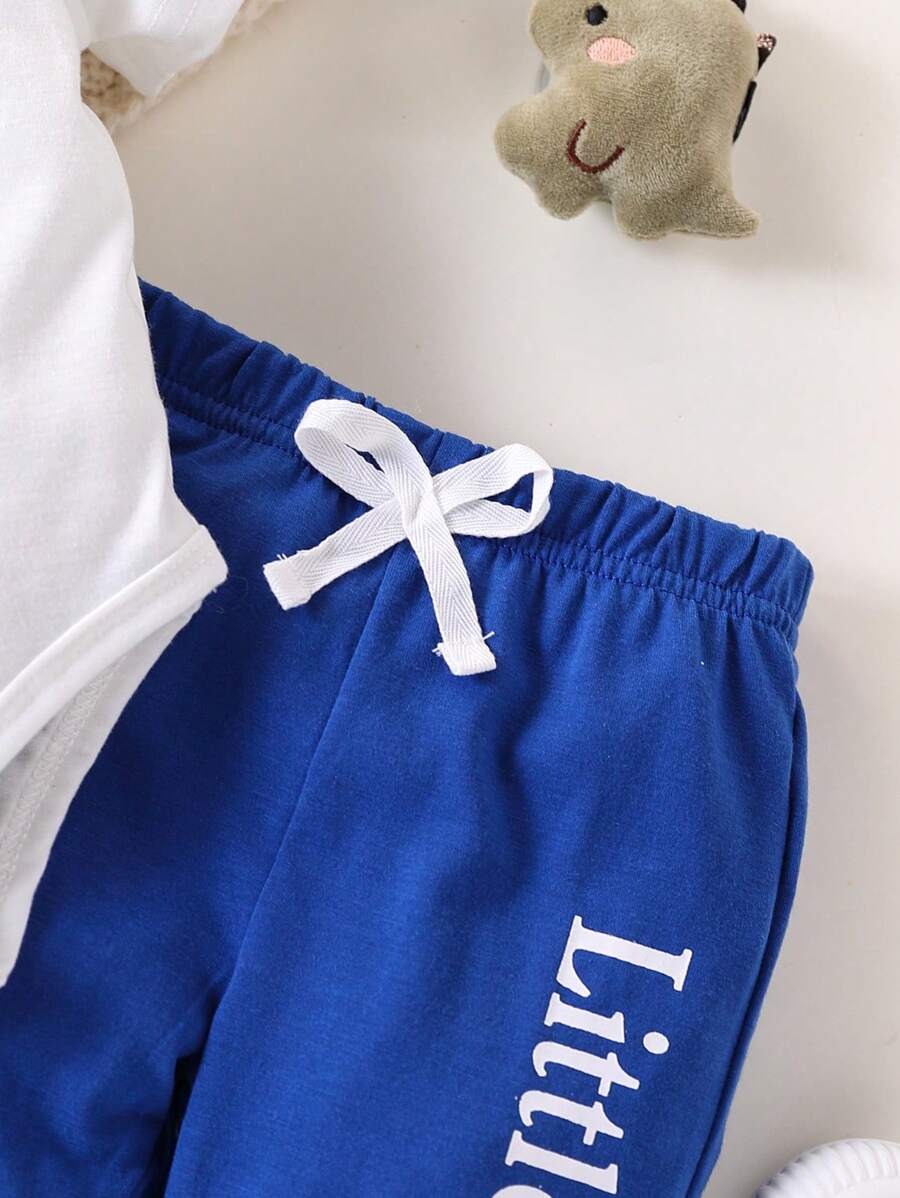 Cute Baby Boy Letter Print Bodysuit & Sweatpants Matching Set for Spring Summer