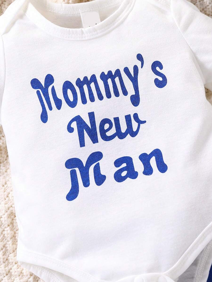 Cute Baby Boy Letter Print Bodysuit & Sweatpants Matching Set for Spring Summer