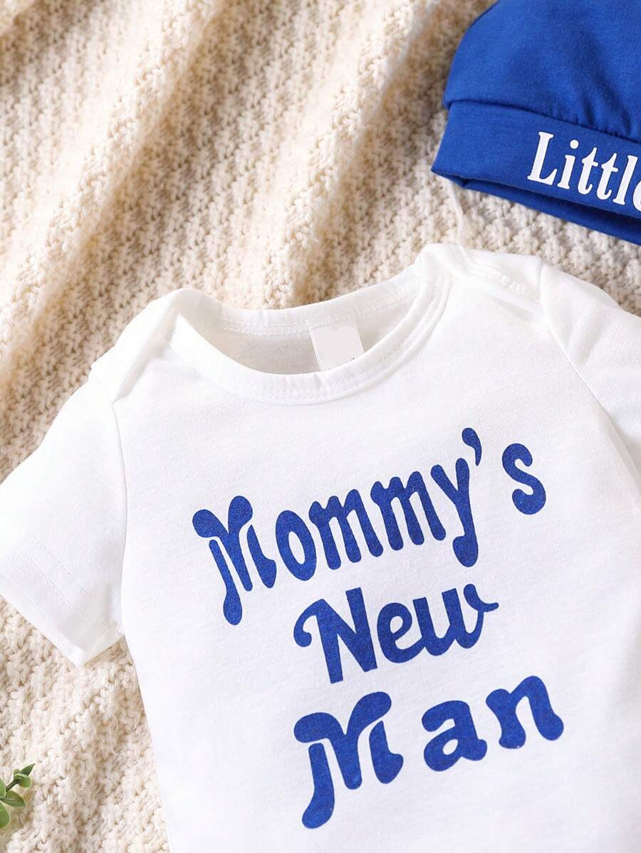Cute Baby Boy Letter Print Bodysuit & Sweatpants Matching Set for Spring Summer