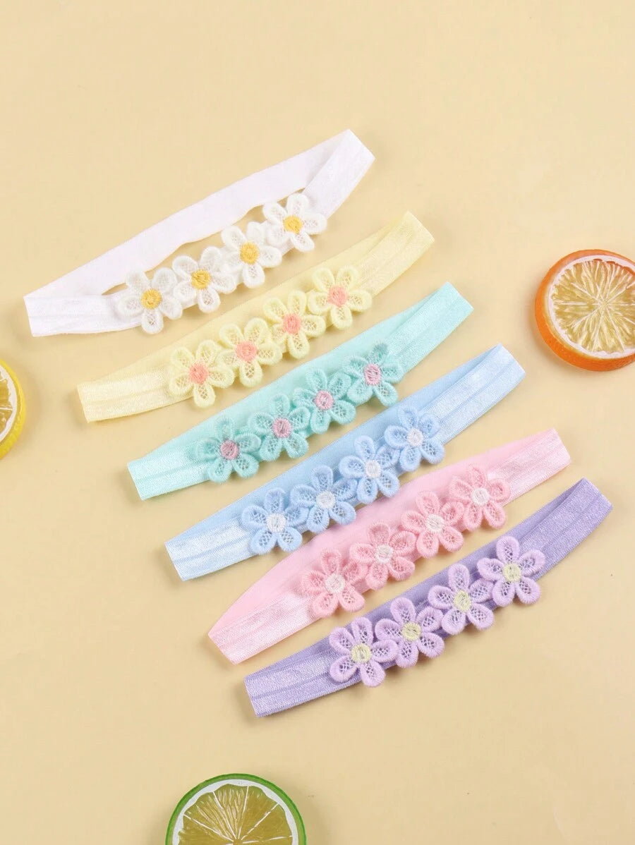 6 Pcs Kids Colorful Flower Headbands - Breathable & Comfortable Hair Bands, Cute Love Valentine Daily Wear Accessories