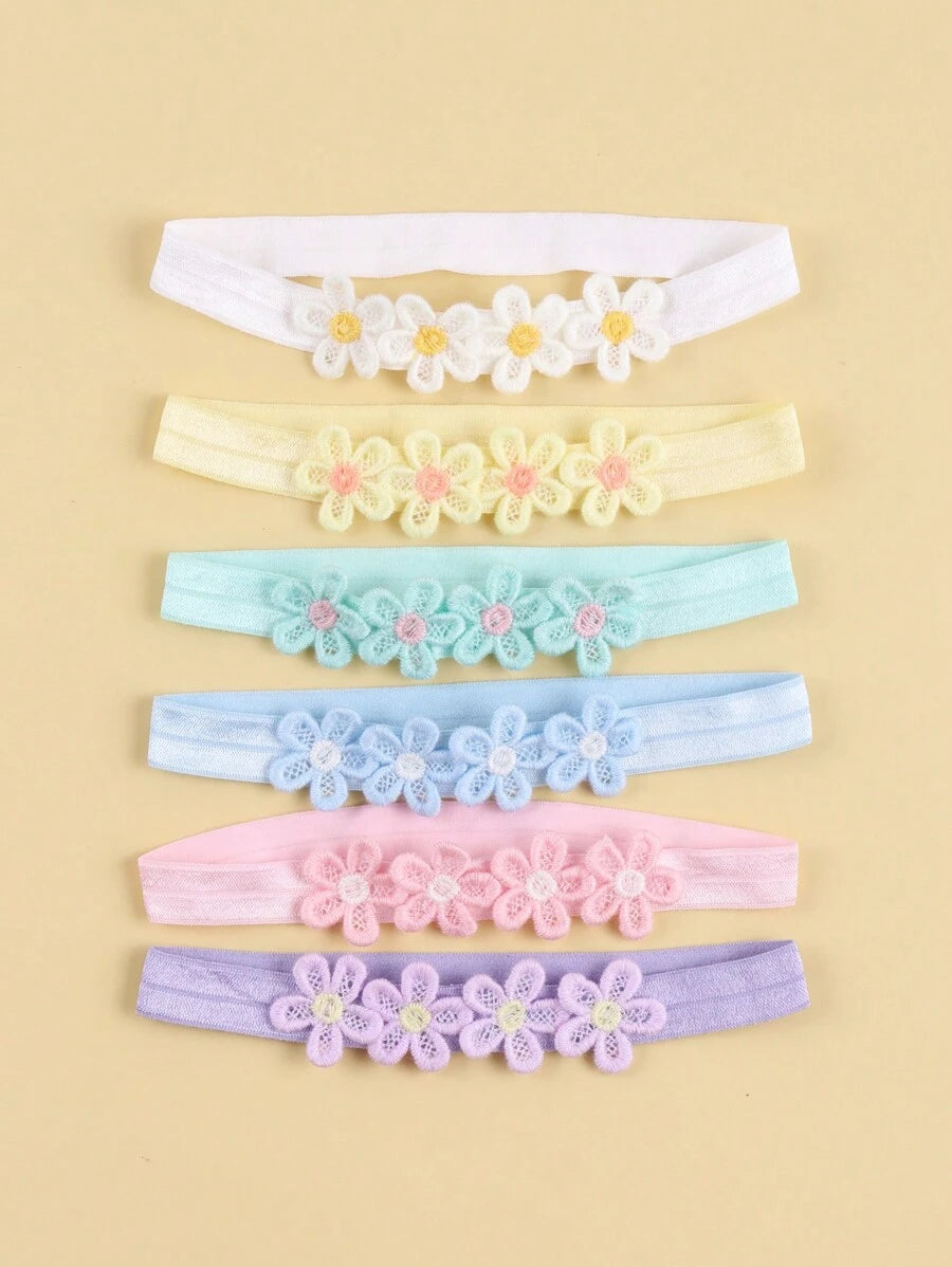 6 Pcs Kids Colorful Flower Headbands - Breathable & Comfortable Hair Bands, Cute Love Valentine Daily Wear Accessories