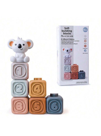Baby Sensory Learning Toy Set – Soft Number Blocks, Animal Bowling Balls & Rainbow Stacking Rings