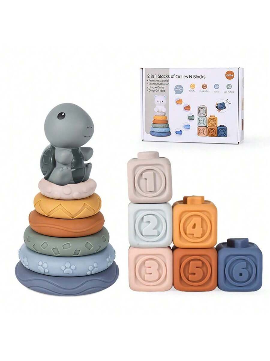 Baby Sensory Learning Toy Set – Soft Number Blocks, Animal Bowling Balls & Rainbow Stacking Rings
