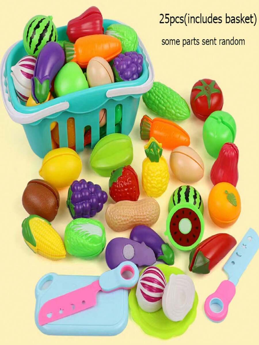 Kids Kitchen Play Set Pretend Play Cooking Toys Fruit Cutting Food and Cookware Role Play Set