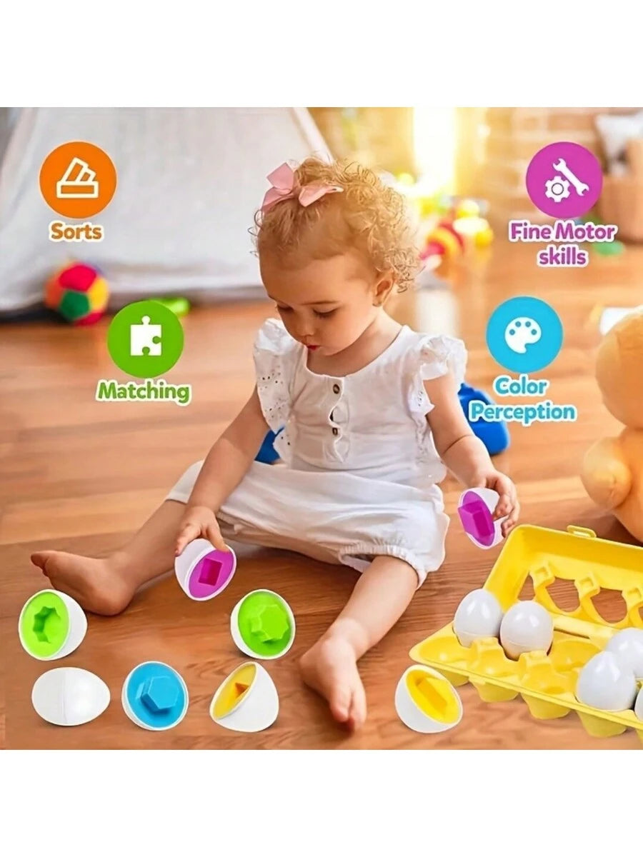 Montessori Matching Eggs Toy Shape Sorting Puzzle Educational Learning Toy for Toddlers