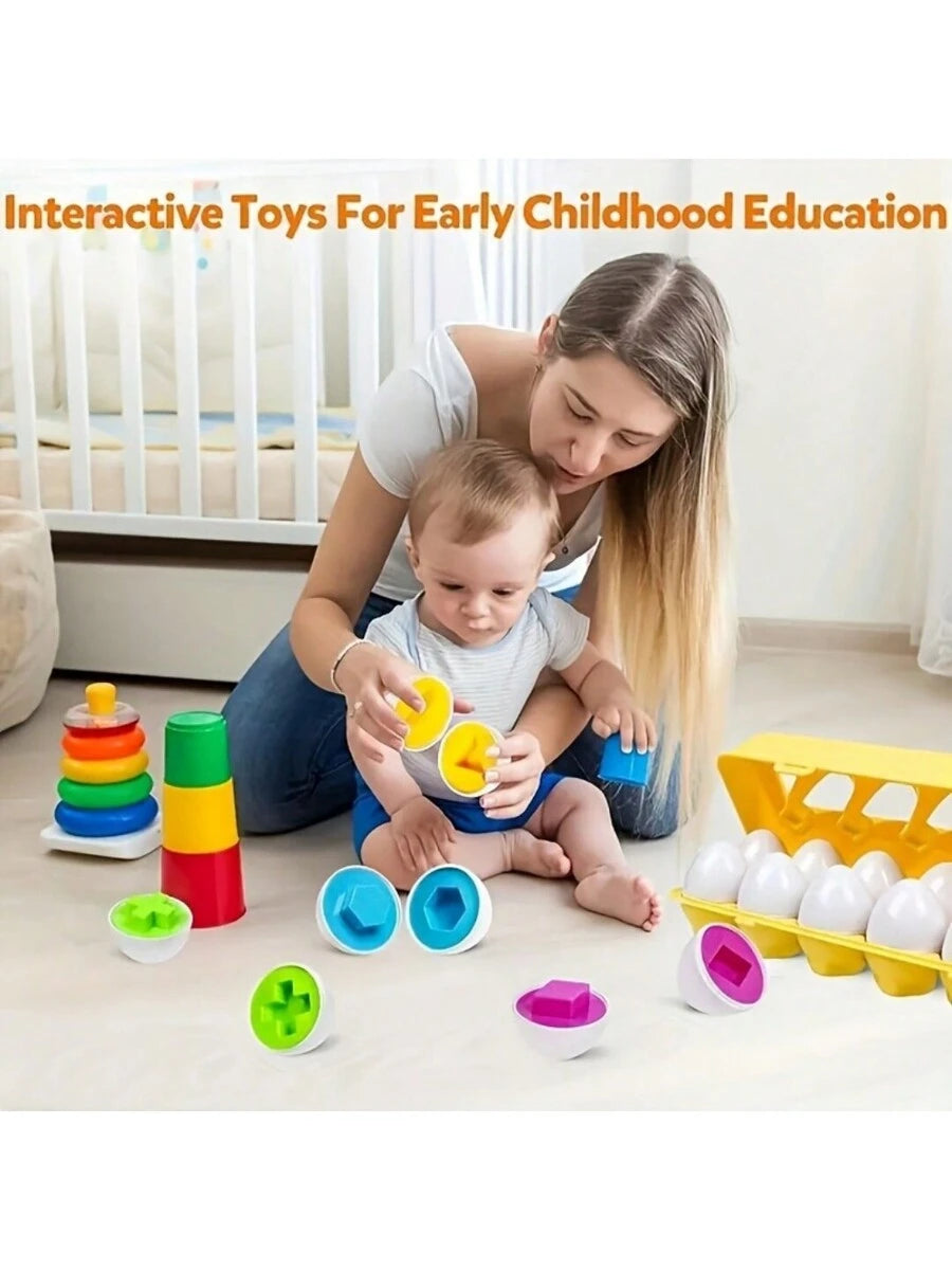 Montessori Matching Eggs Toy Shape Sorting Puzzle Educational Learning Toy for Toddlers
