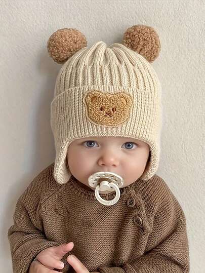 Bear Ear Knitted Winter Beanie Hat for Cute Warm Outdoor Wear