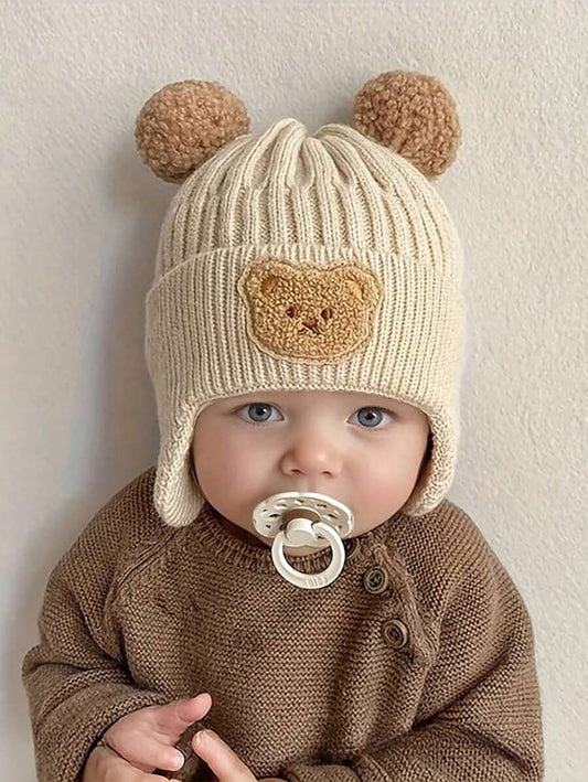 Bear Ear Knitted Winter Beanie Hat for Cute Warm Outdoor Wear