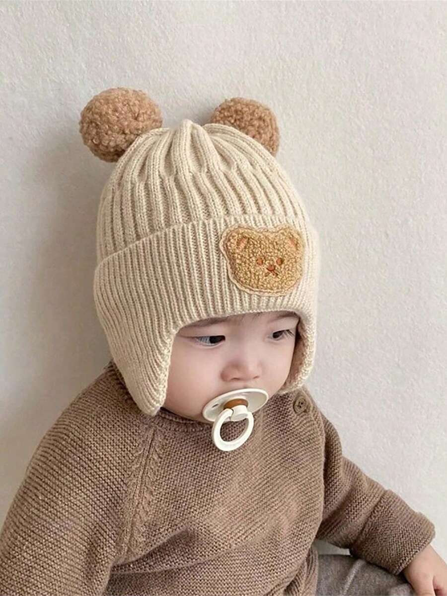 Bear Ear Knitted Winter Beanie Hat for Cute Warm Outdoor Wear