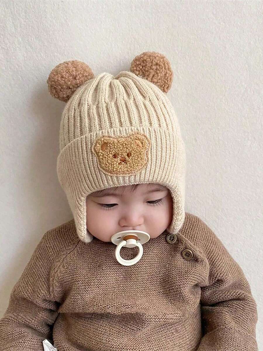 Bear Ear Knitted Winter Beanie Hat for Cute Warm Outdoor Wear