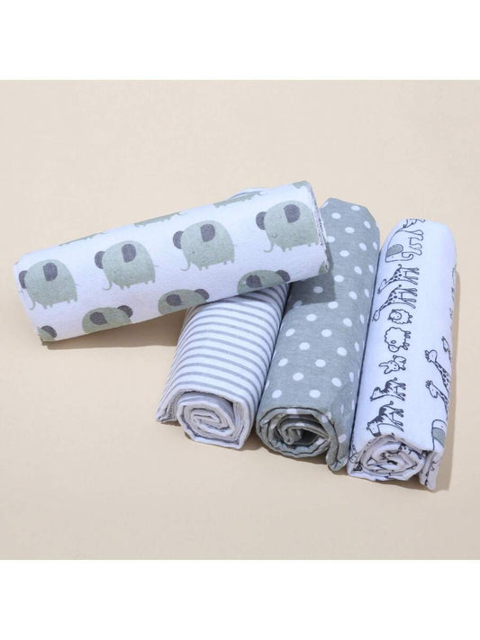 4pcs Baby Swaddle Blanket Set Soft Newborn Receiving Blankets Infant Wraps