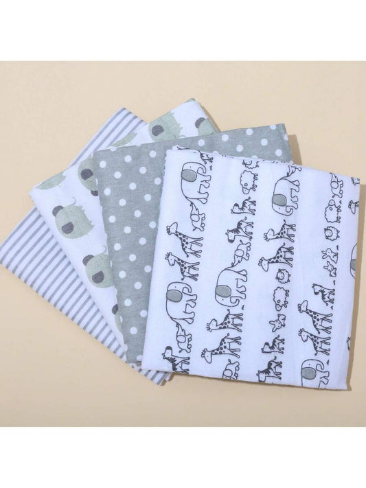 4pcs Baby Swaddle Blanket Set Soft Newborn Receiving Blankets Infant Wraps