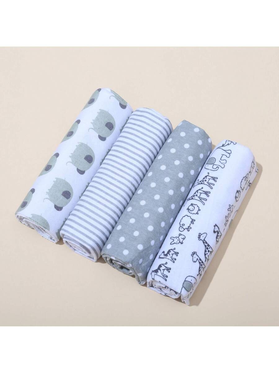 4pcs Baby Swaddle Blanket Set Soft Newborn Receiving Blankets Infant Wraps