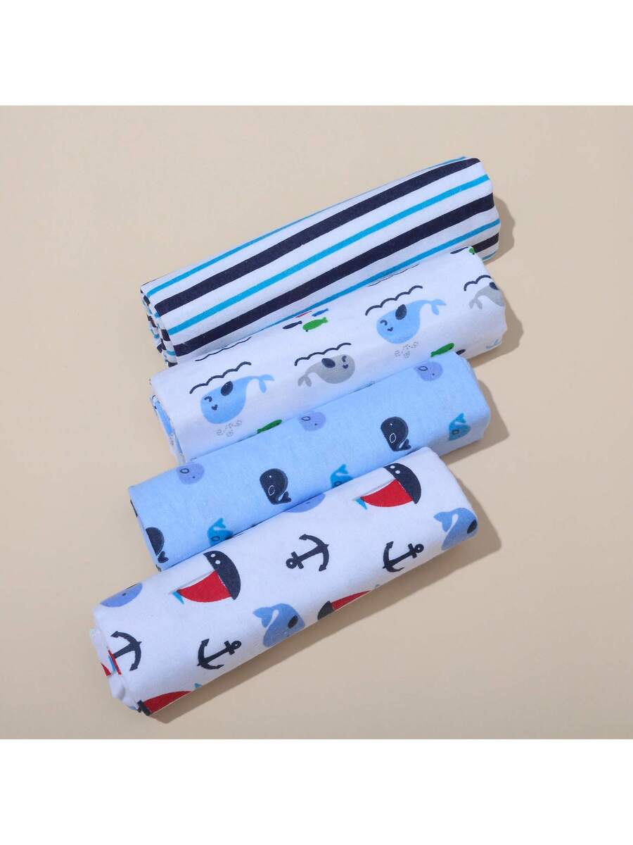 4pcs Baby Swaddle Blanket Set Soft Newborn Receiving Blankets Infant Wraps