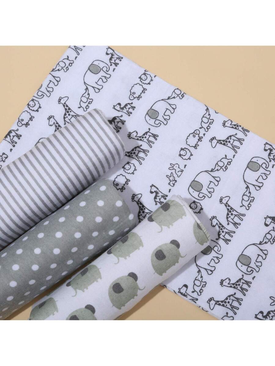4pcs Baby Swaddle Blanket Set Soft Newborn Receiving Blankets Infant Wraps