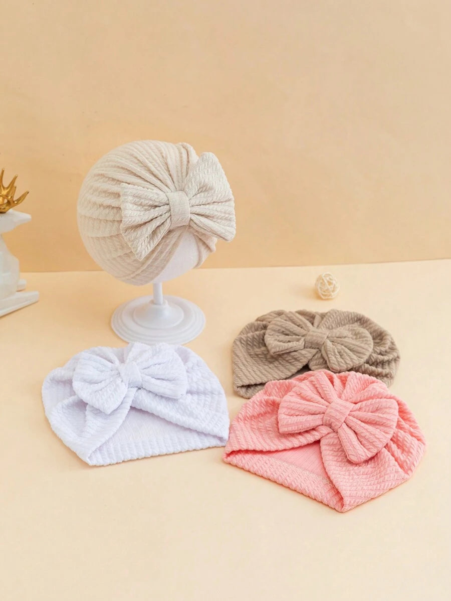 4pcs Ribbed Floral Beanie Set - Stylish Daily Protection for Baby Girls
