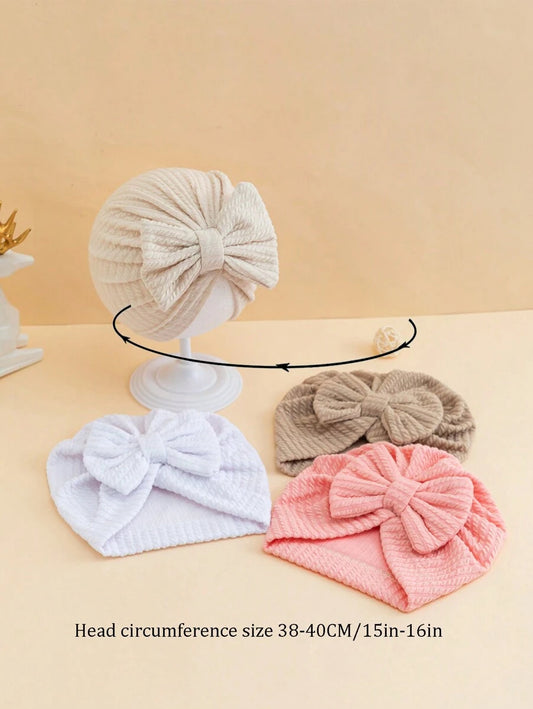4pcs Ribbed Floral Beanie Set - Stylish Daily Protection for Baby Girls