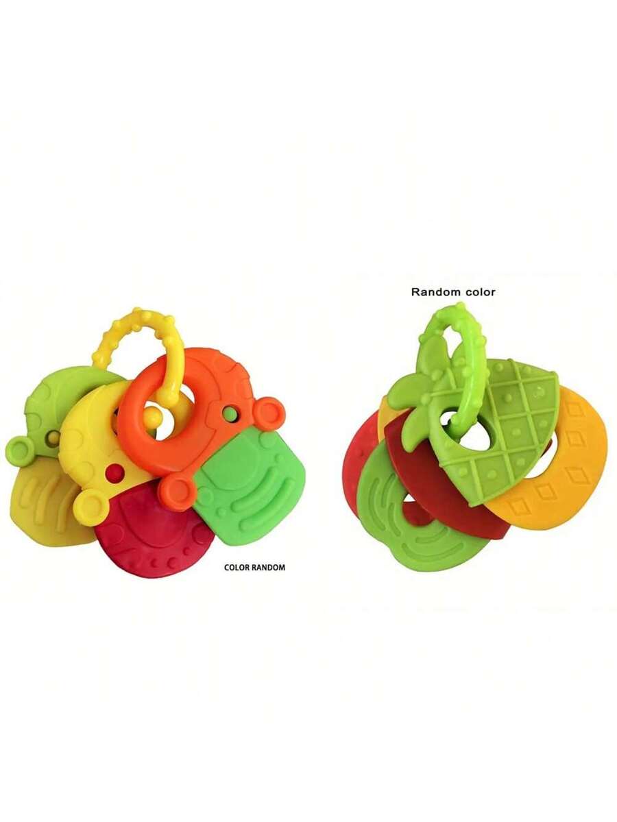 Baby Silicone Teething Toy Set Fruit Shape Teether Keys Freezable Teethers for Infants Boys and Girls