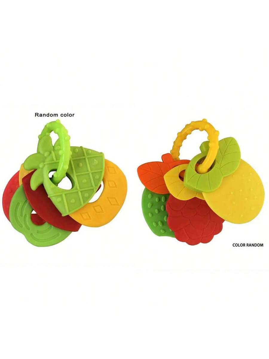 Baby Silicone Teething Toy Set Fruit Shape Teether Keys Freezable Teethers for Infants Boys and Girls