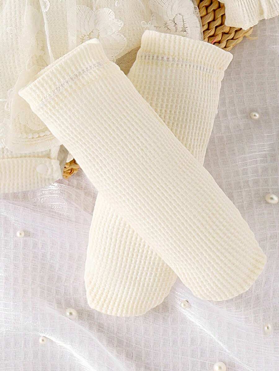 3PCS Baby Elegant Mesh Contrast Bodysuit Set with Headband and Socks for Autumn and Winter Wear