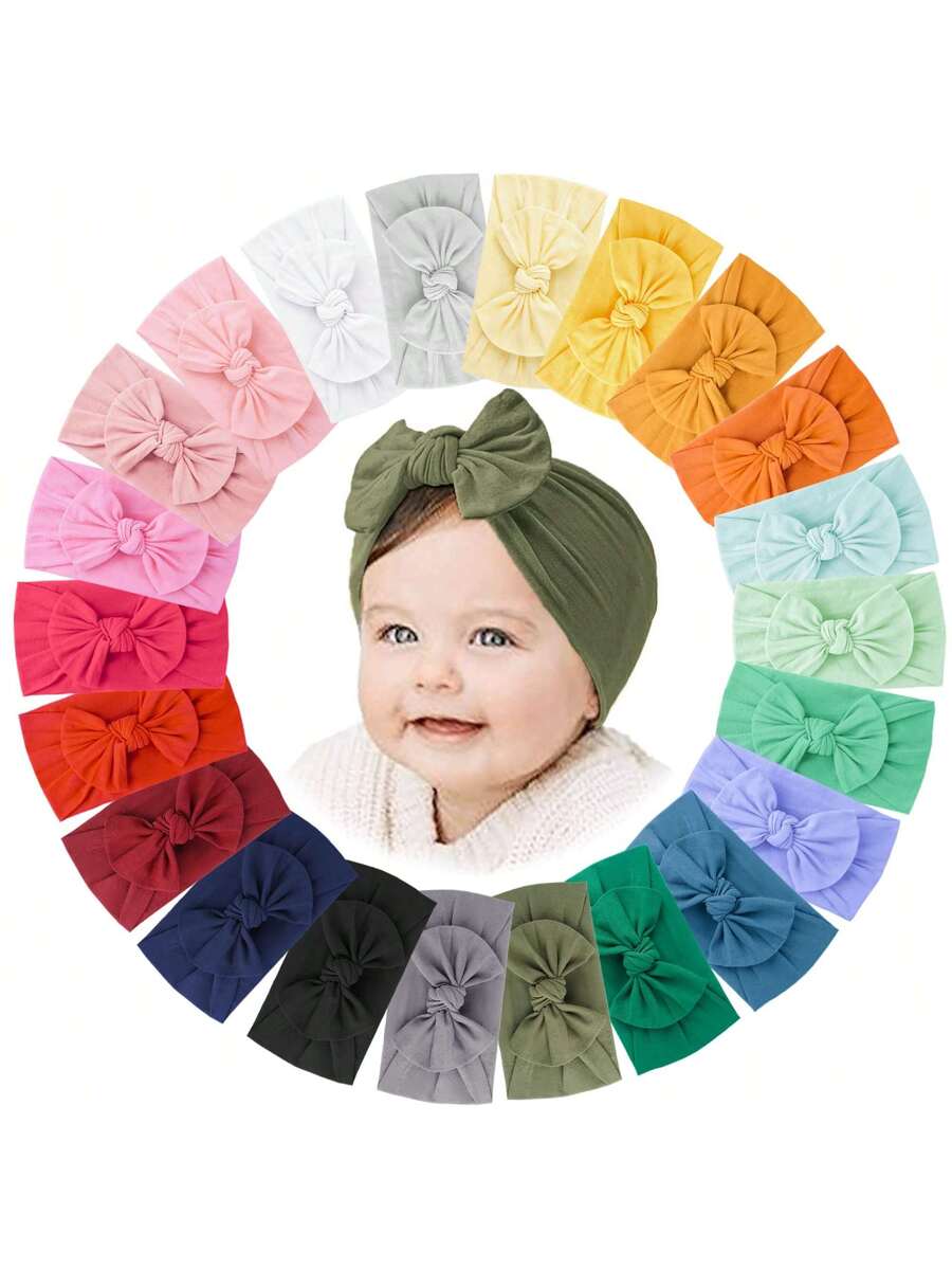 8pcs Handmade Baby Bow Headbands for Newborn and Toddler Daily Wear
